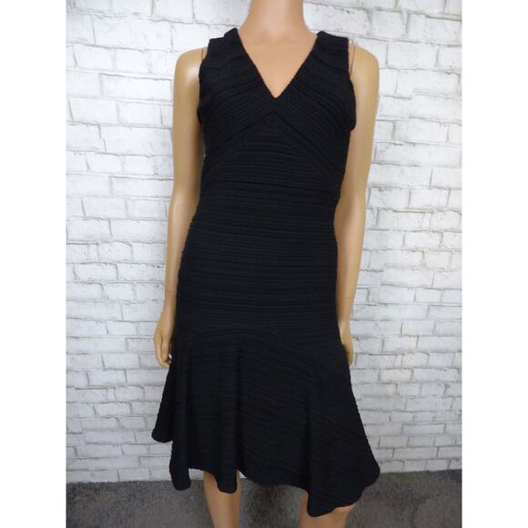 $395 Rebecca Taylor Vneck Fit & Flare Flounce Hem Little Black Dress 2 NEW - Picture 6 of 16